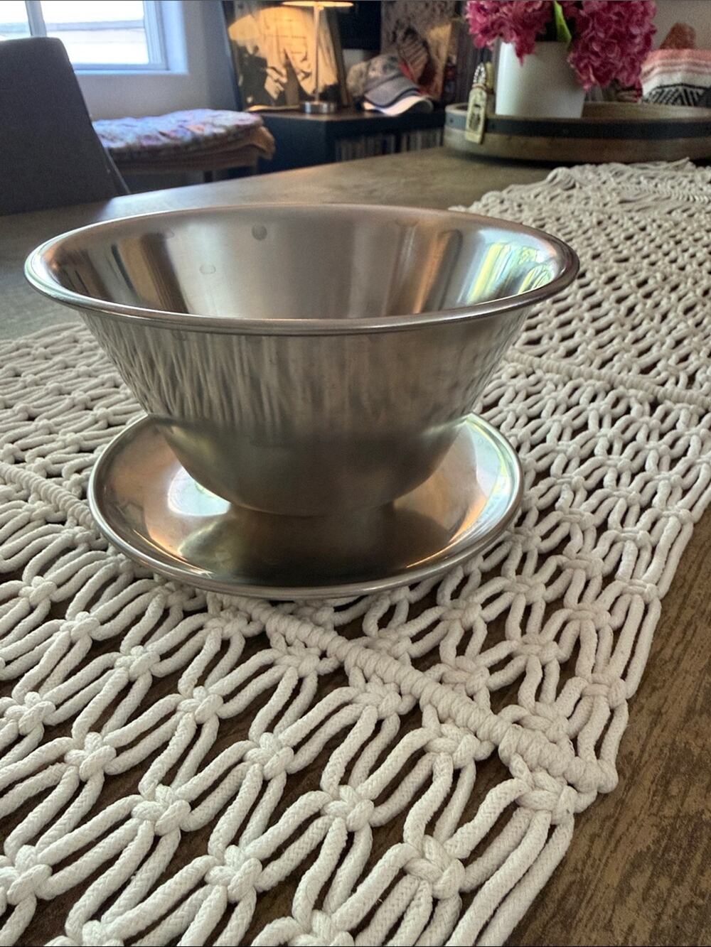 Vintage Leonard Japan 18-8 Stainless Steel Attached Underplate Gravy Boat